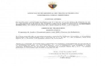 Convocatória Assembleia-Geral Ordinária 29.11.2019