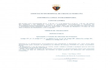 Convocatória - Assembleia-Geral Extraodinária 22.03.2022