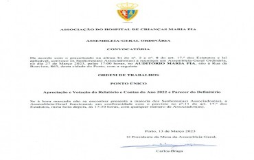 Convocatória AG Ordinária Relatório e Contas 2023