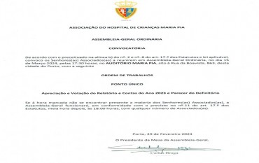 Convocatória Assembleia-Geral Ordinária Relatório e Contas 2023