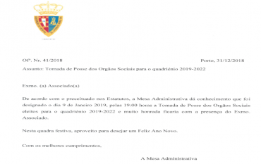 TOMADA DE POSSE PARA O QUADRIÉNIO 2019-2022